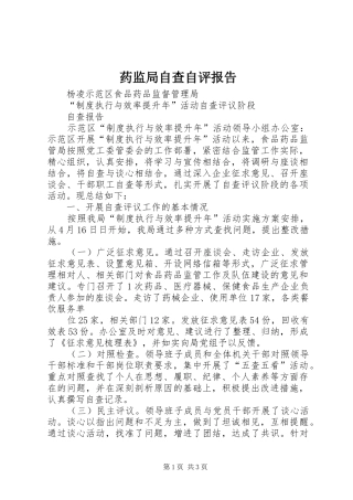 药监局自查自评报告