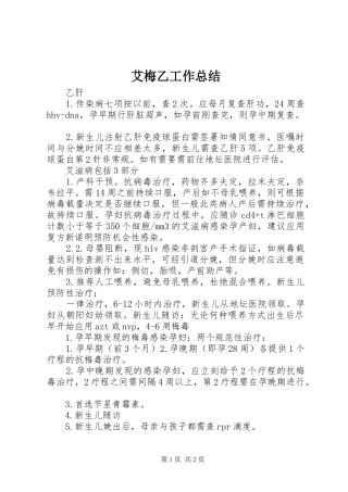 艾梅乙工作总结