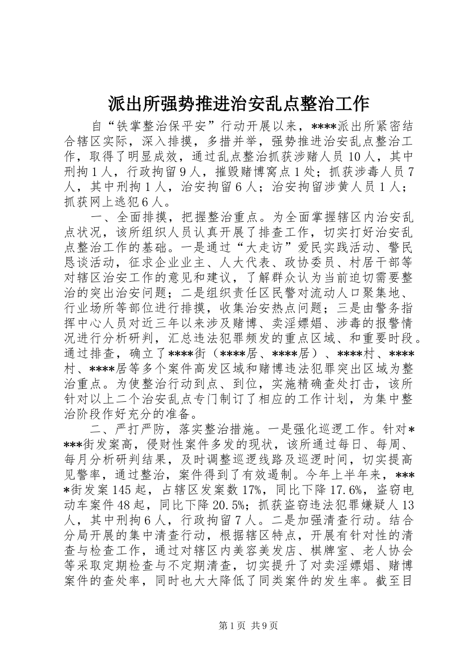 派出所强势推进治安乱点整治工作_第1页