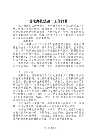 普法办依法治市工作打算