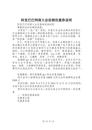 阿里巴巴网商大会促销优惠券说明