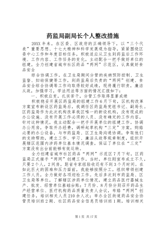 药监局副局长个人整改措施