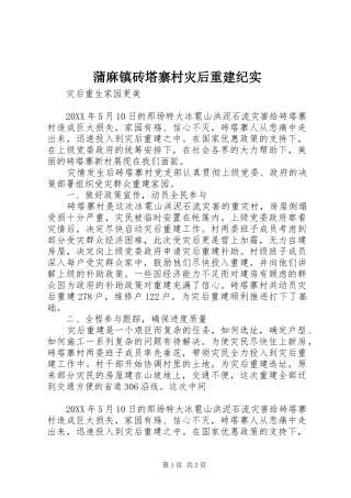 蒲麻镇砖塔寨村灾后重建纪实