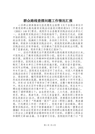 群众路线查摆问题工作情况汇报