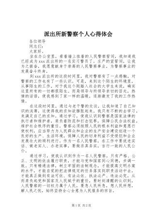 派出所新警察个人心得体会