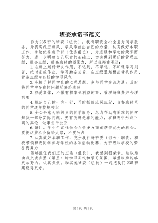 班委承诺书范文