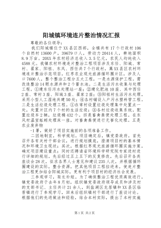 阳城镇环境连片整治情况汇报