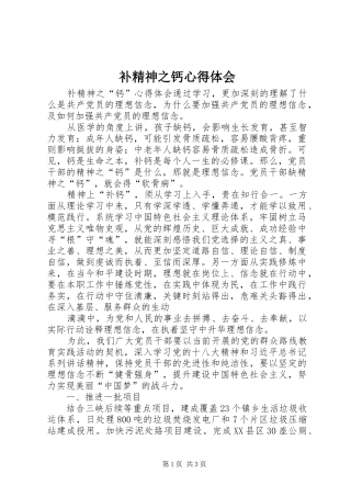 补精神之钙心得体会