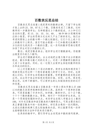 百数表反思总结