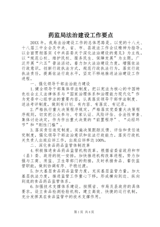 药监局法治建设工作要点