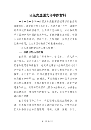 班级先进团支部申报材料
