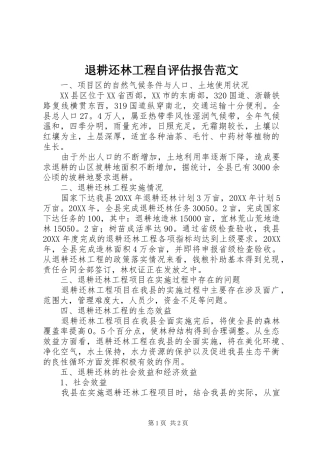 退耕还林工程自评估报告范文