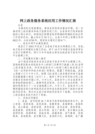 网上政务服务系统应用工作情况汇报