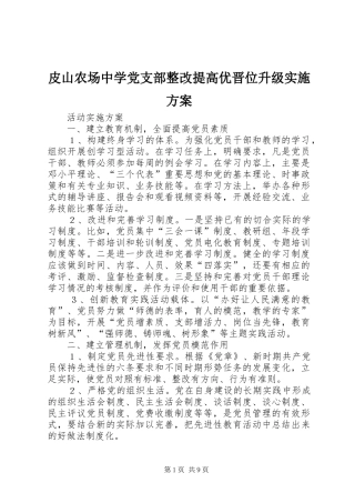 皮山农场中学党支部整改提高优晋位升级实施方案