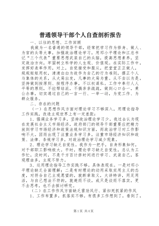 普通领导干部个人自查剖析报告