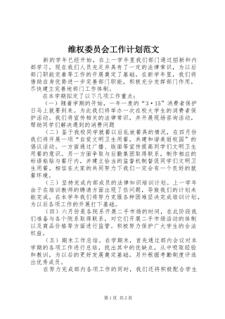 维权委员会工作计划范文