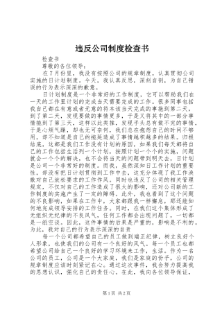 违反公司制度检查书