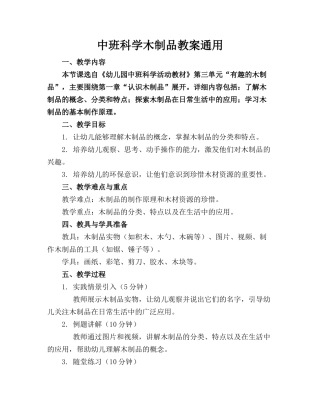 中班科学木制品教案通用