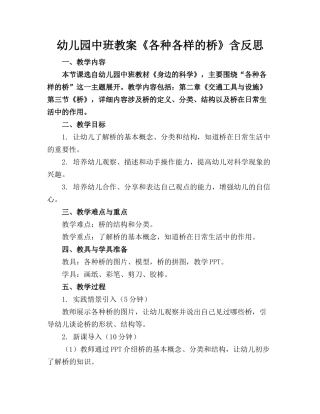 幼儿园中班教案《各种各样的桥》含反思