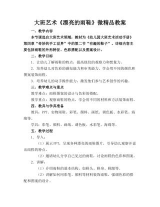 大班艺术《漂亮的雨鞋》微精品教案