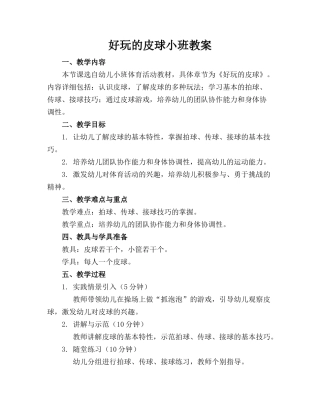 好玩的皮球小班教案