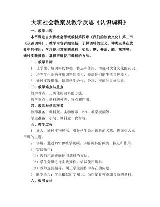 大班社会教案及教学反思《认识调料》(1)