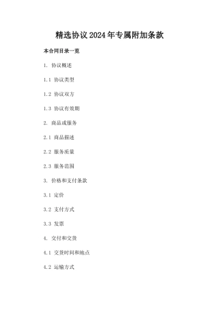 精选协议2024年专属附加条款