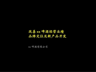 改善xx啤酒经营业绩品牌定位及新产品开发