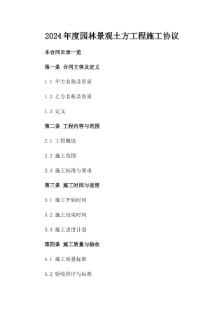 2024年度园林景观土方工程施工协议