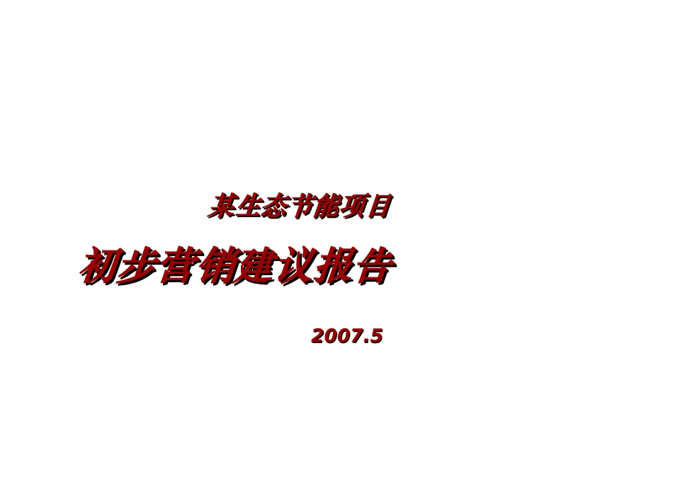 某生态节能项目初步营销建议报告_第1页