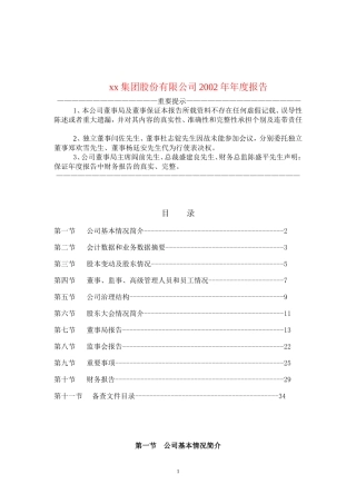 xx集团股份有限公司2002年年度报告