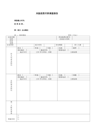 风险投资尽职调查报告