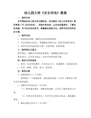 幼儿园大班《安全用电》教案
