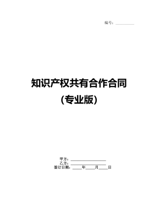 知识产权共有合作合同（专业版）(1)