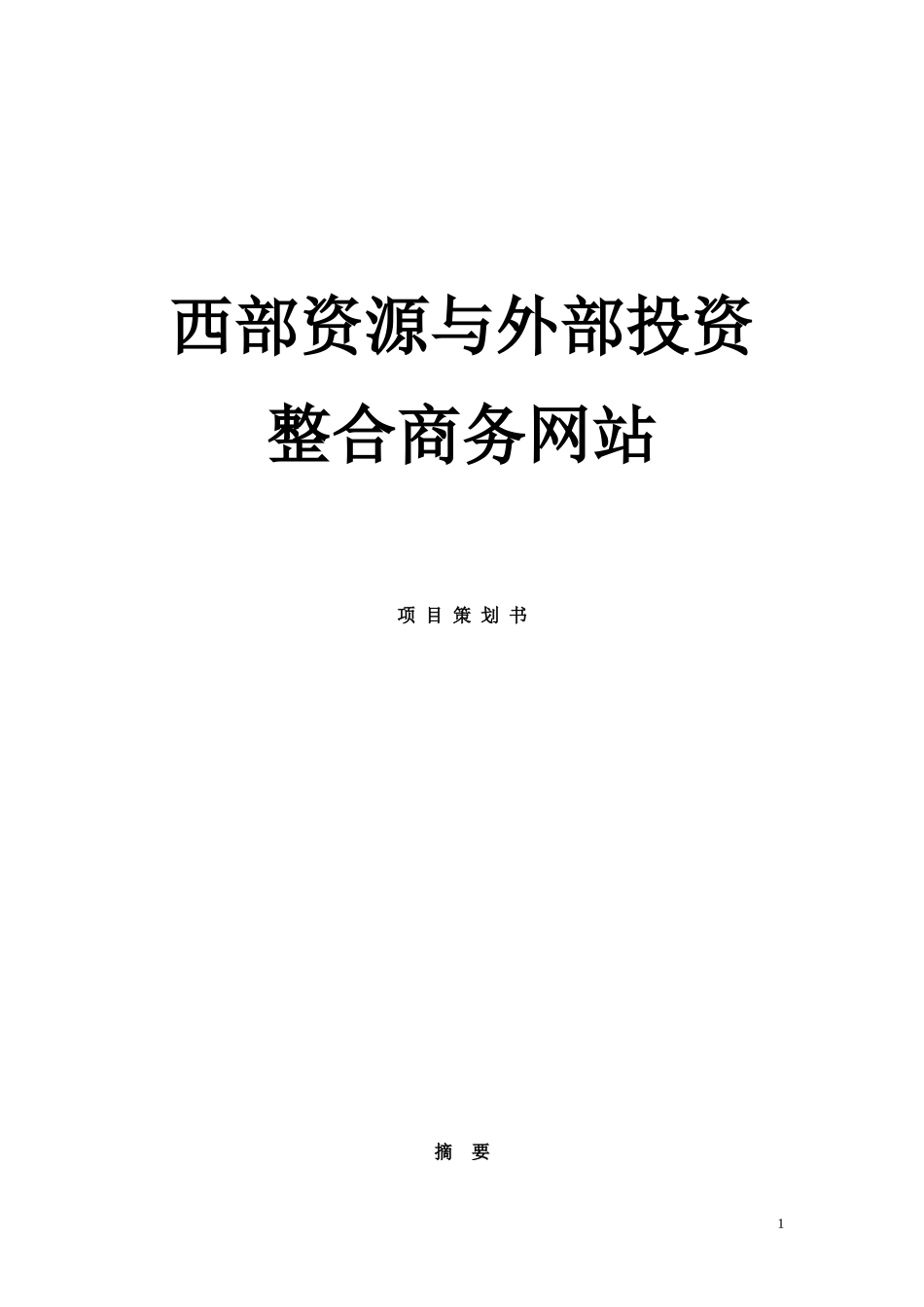 西部资源与外部投资整合商务网站项目策划_第1页