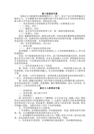 新入职大学生培训方案全套