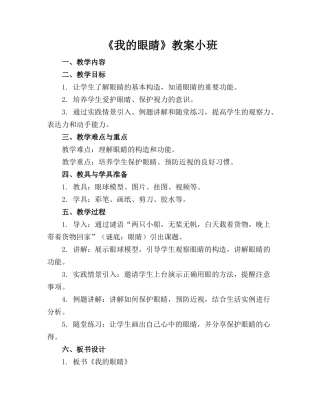 《我的眼睛》教案小班