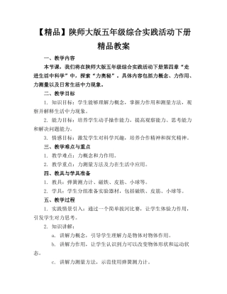 【精品】陕师大版五年级综合实践活动下册精品教案