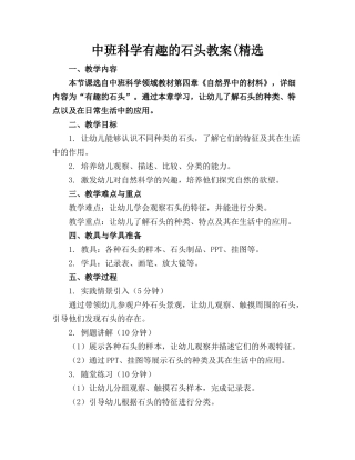 中班科学有趣的石头教案(精选