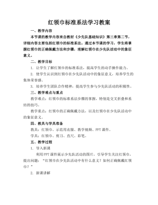 红领巾标准系法学习教案