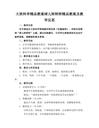 大班科学精品教案球儿转转转精品教案及教学反思