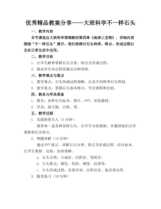 优秀精品教案分享——大班科学不一样的石头