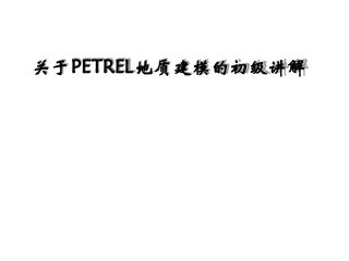 petrel操作指南精讲课件