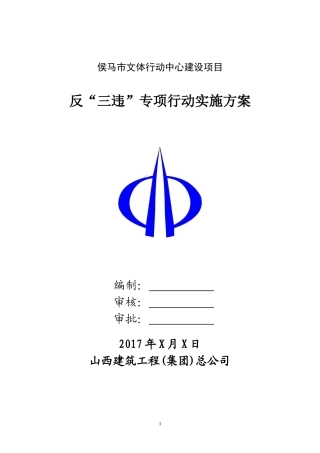 文体行动中心建设项目反“三违”专项行动实施方案