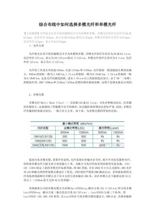 综合布线中如何选择多模光纤和单模光纤