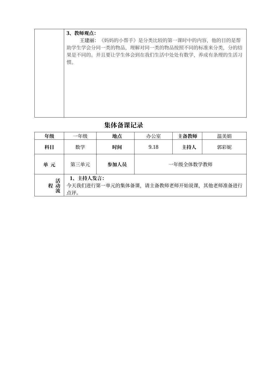 一上数学集体备课活动记录表_第3页