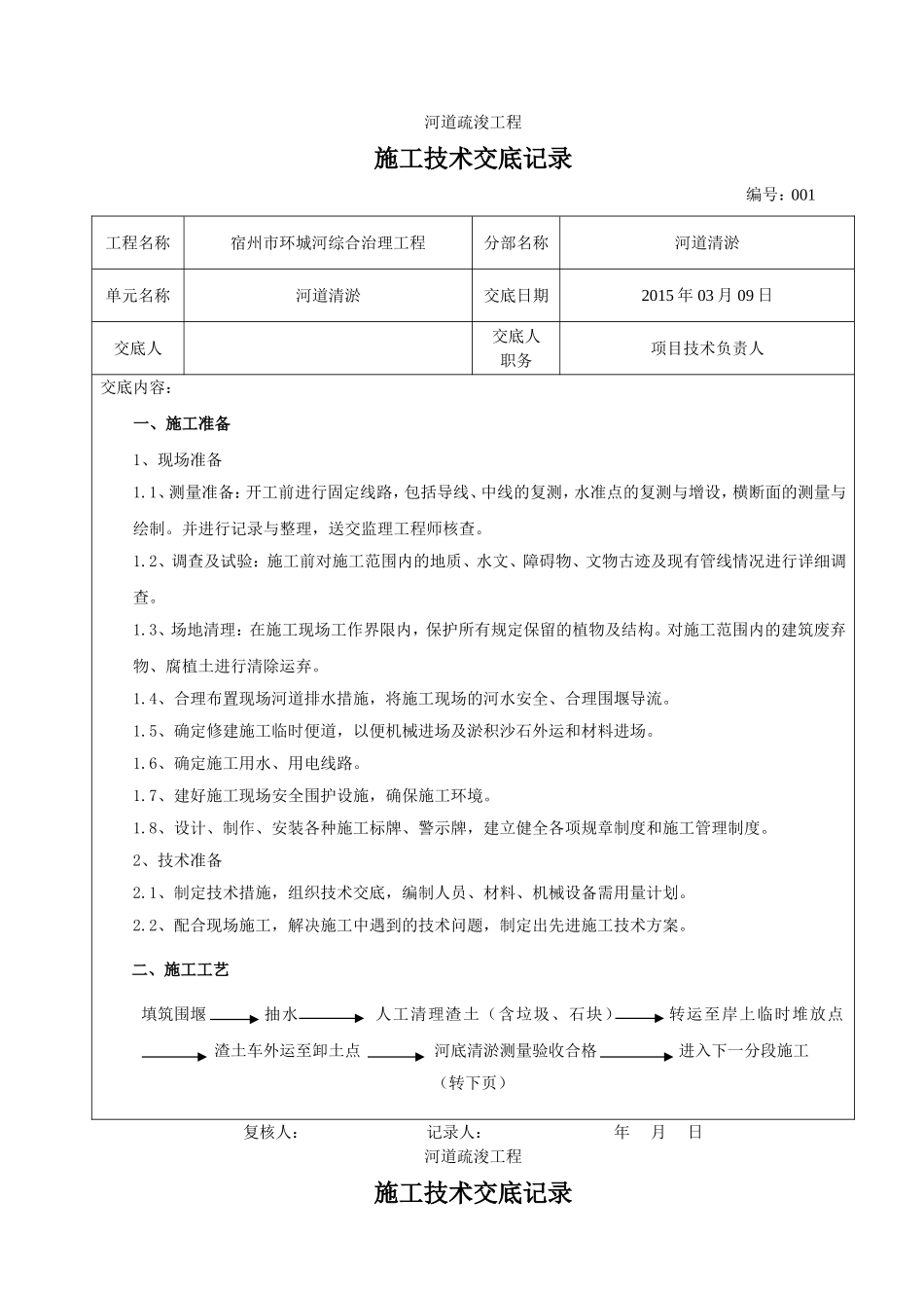 河道清淤技术交底记录_第1页