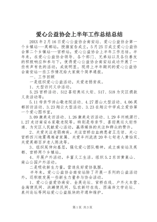 爱心公益协会上半年工作总结总结