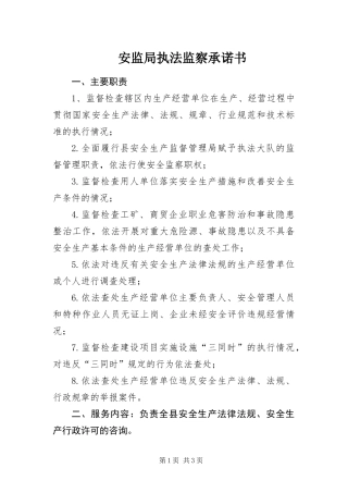安监局执法监察承诺书