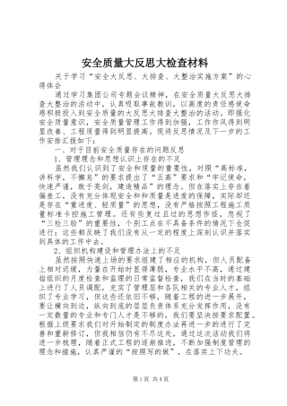 安全质量大反思大检查材料